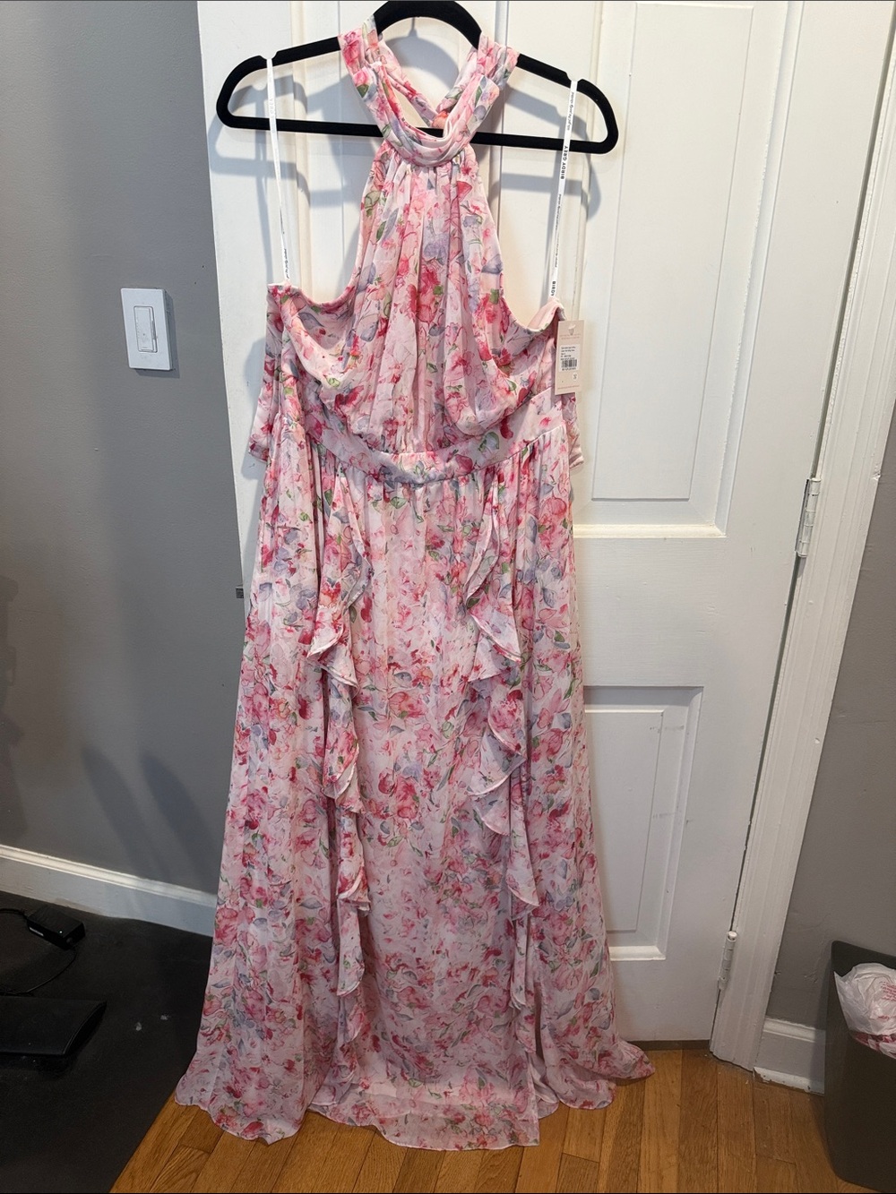 Birdy Grey Pink Floral Halter Maxi Dress